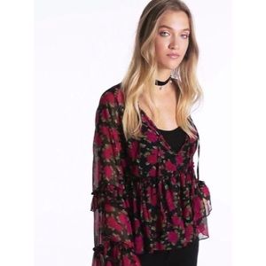 American Eagle Floral Bell Sleeve Top